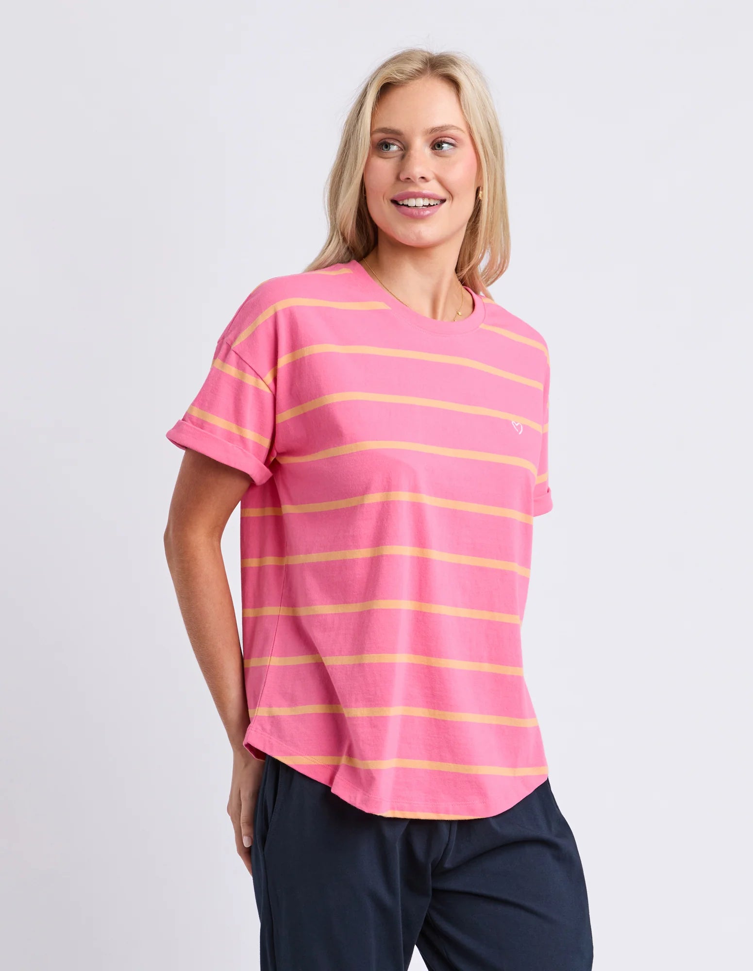 Elm Halli S/S Tee - Stripe Pink Lemonade/Peach