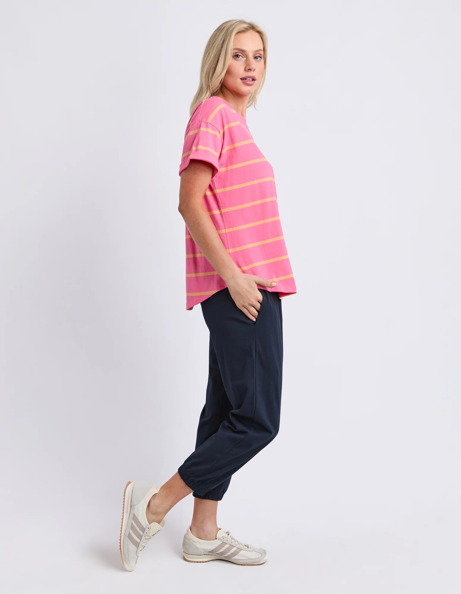 Elm Halli S/S Tee - Stripe Pink Lemonade/Peach