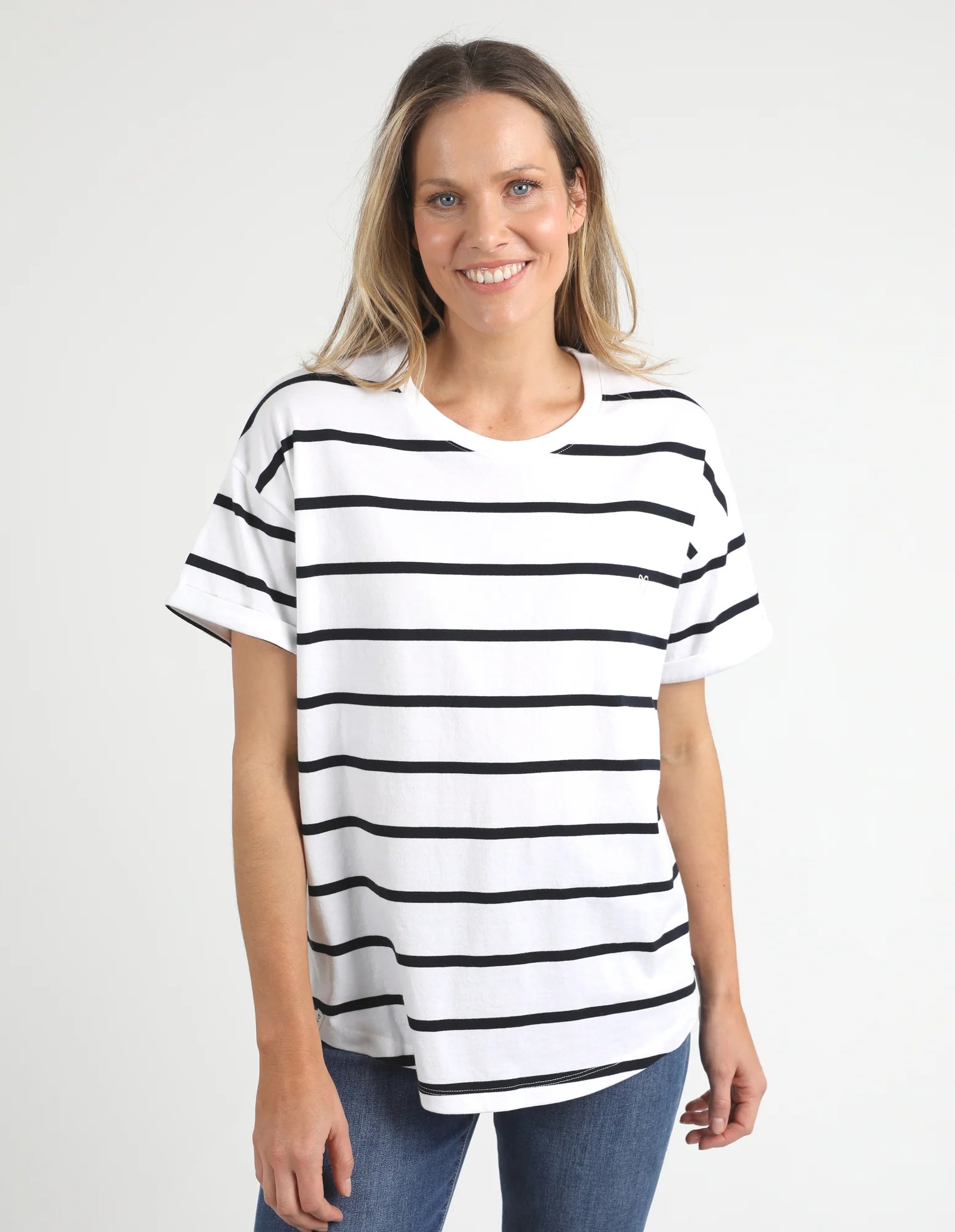 Elm Halli S/S Tee - Stripe White/Navy