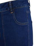Close-up of Eve Girl Jackie Flare Jean - Denim blue jeans on a white background