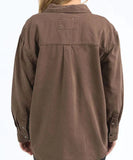 Brown jacket worn by a person on a white background Foxwood  Daisy Over Shirt - Chocolate
