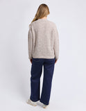 Person wearing a beige sweater and navy pants on a light gray background Foxwood Emarie Cardi - Oatmeal