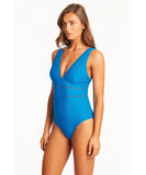 Sea Level Honeycomb Spliced One Piece - Capri