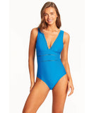 Sea Level Honeycomb Spliced One Piece - Capri