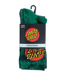 Santa Cruz Youth Classic Dot Tie Dye Socks 2Pk - Green Tie Dye