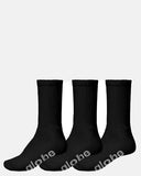 Globe OG Stealth Crew Socks 3 Pack Black displayed alongside its custom zippered utility storage case.