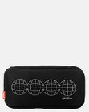 Globe OG Stealth Crew Socks 3 Pack Black displayed alongside its custom zippered utility storage case.