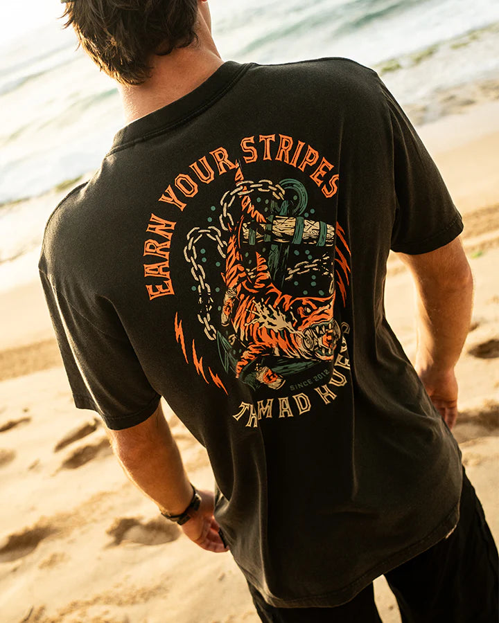 The Mad Hueys Earn Stripes SS Tee - Washed Black