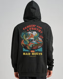 The Mad Hueys Frothy Fanging Hooded Pullover - Washed Black
