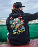 The Mad Hueys Frothy Fanging Hooded Pullover - Washed Black