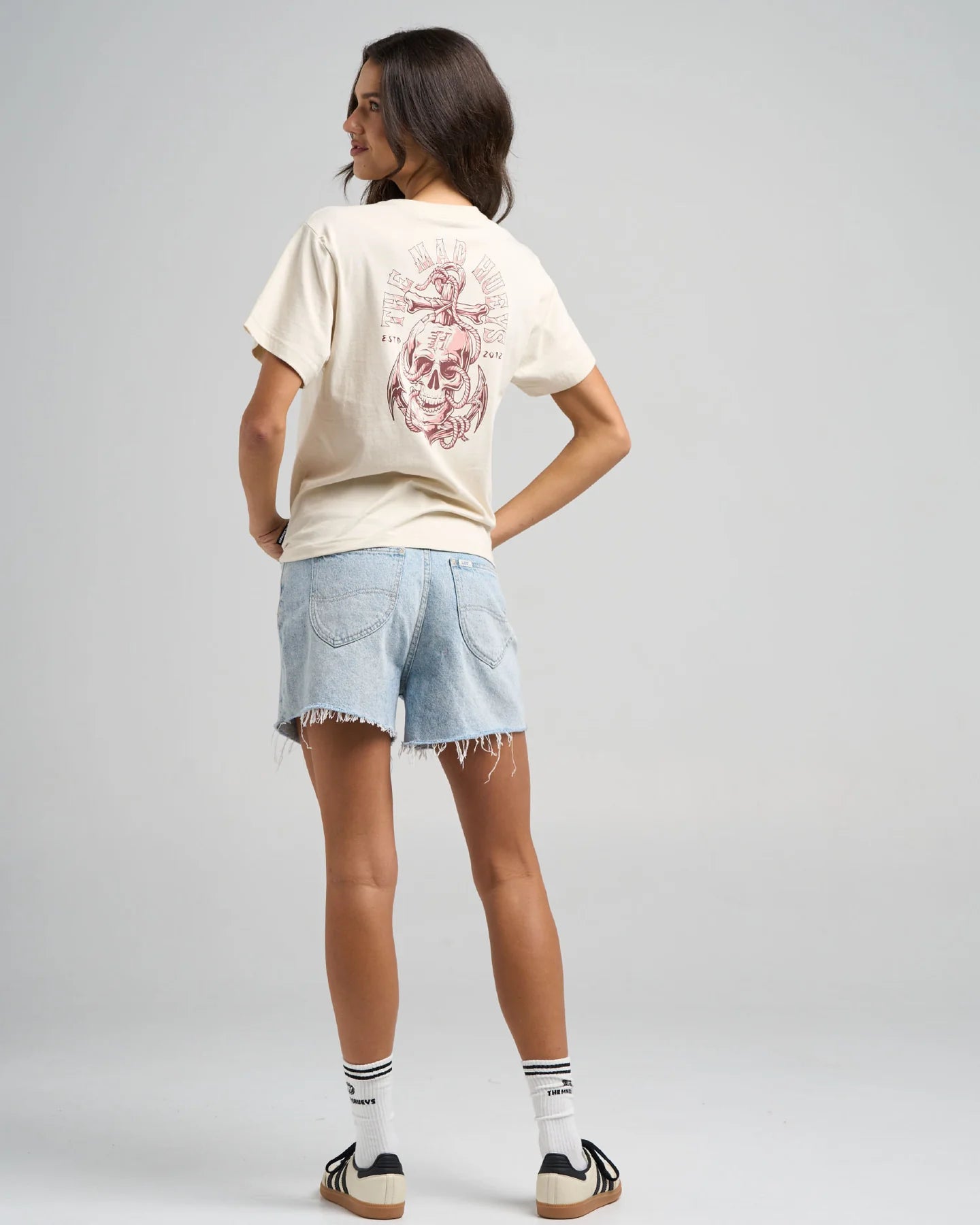 The Mad Hueys Rope Skull Anchor Womens SS Tee - Stone