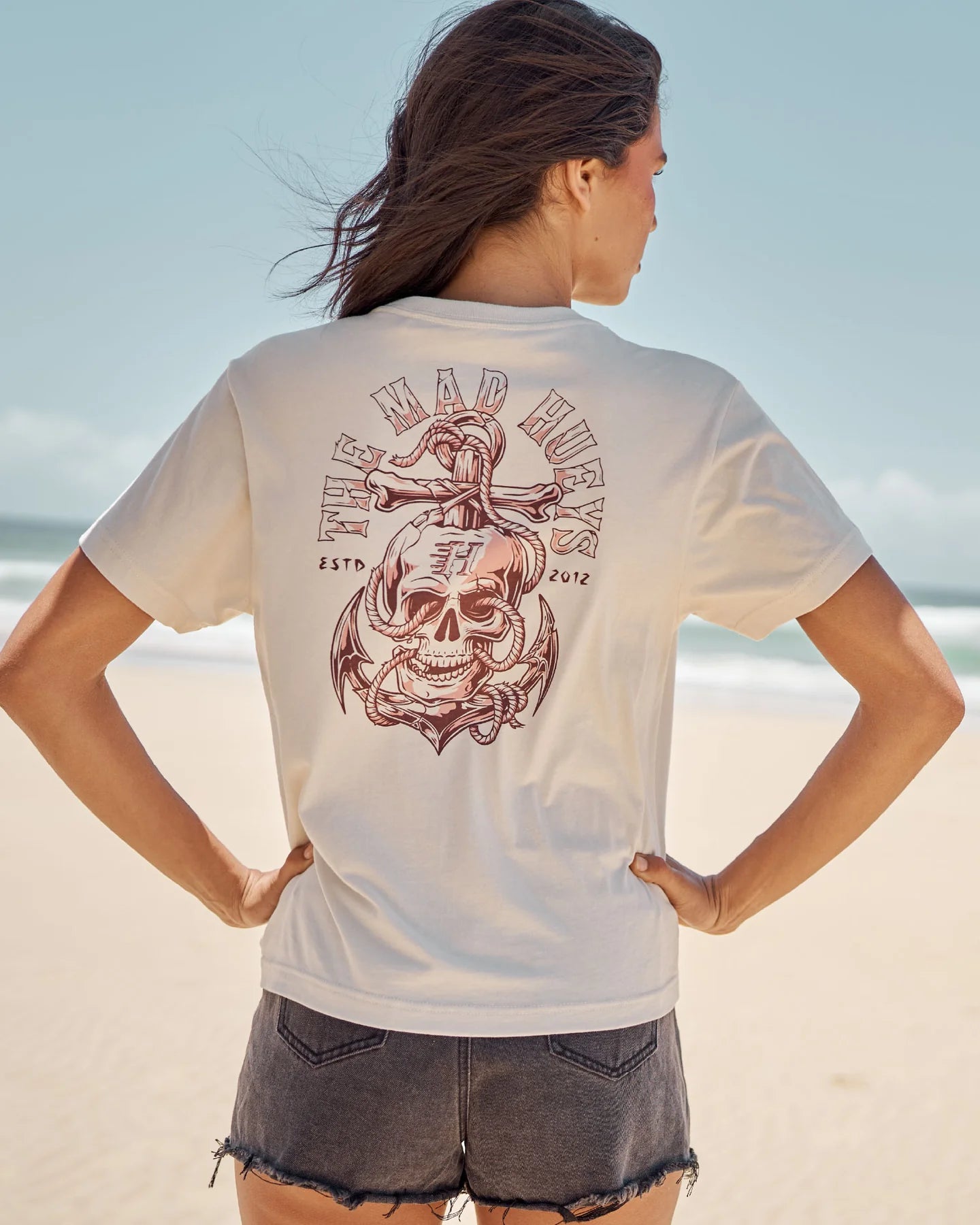 The Mad Hueys Mermaid Anchor Womens SS Tee - Vintage Black