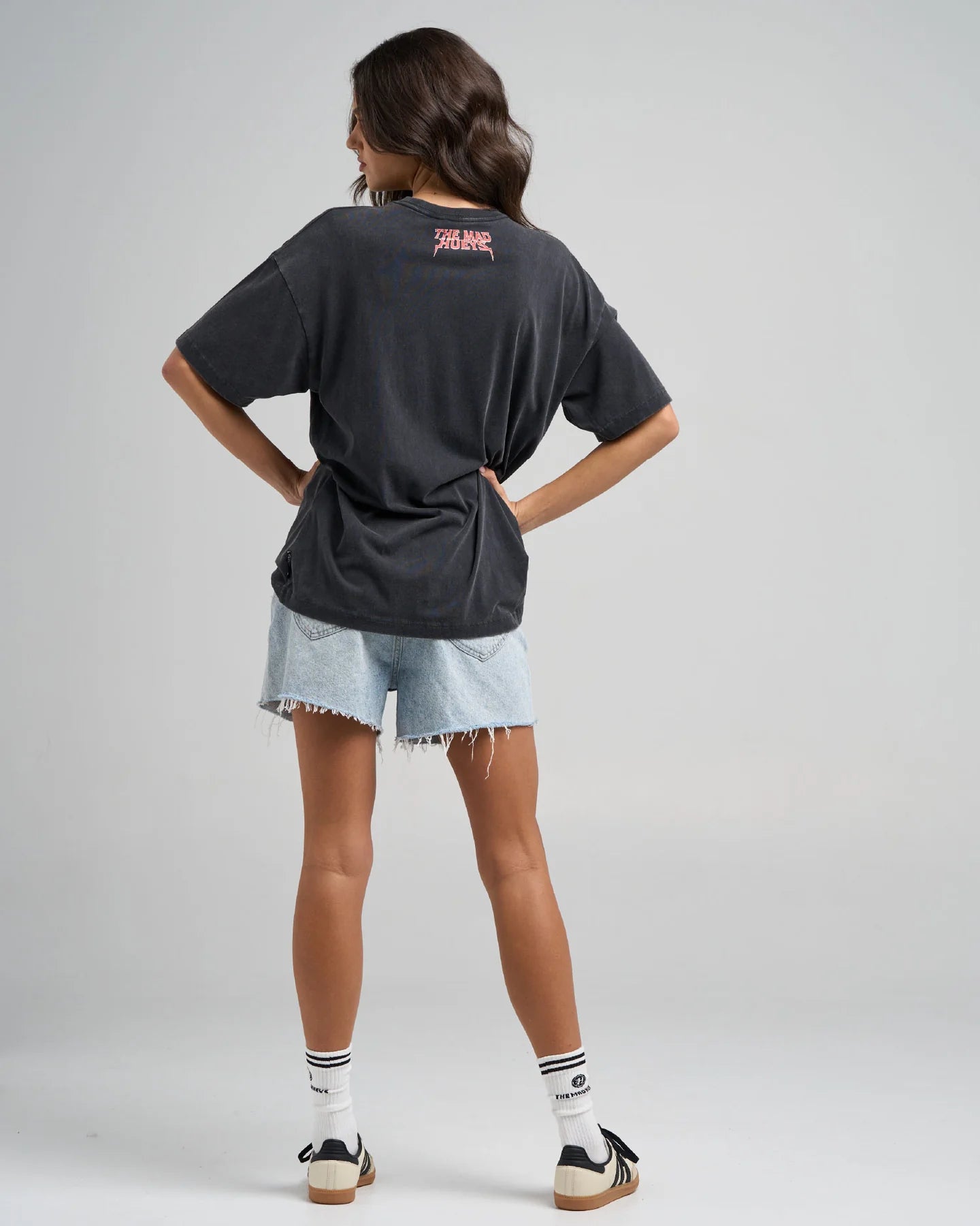 The Mad Hueys Born To Hueys Womens Oversized Tee - Washed Black