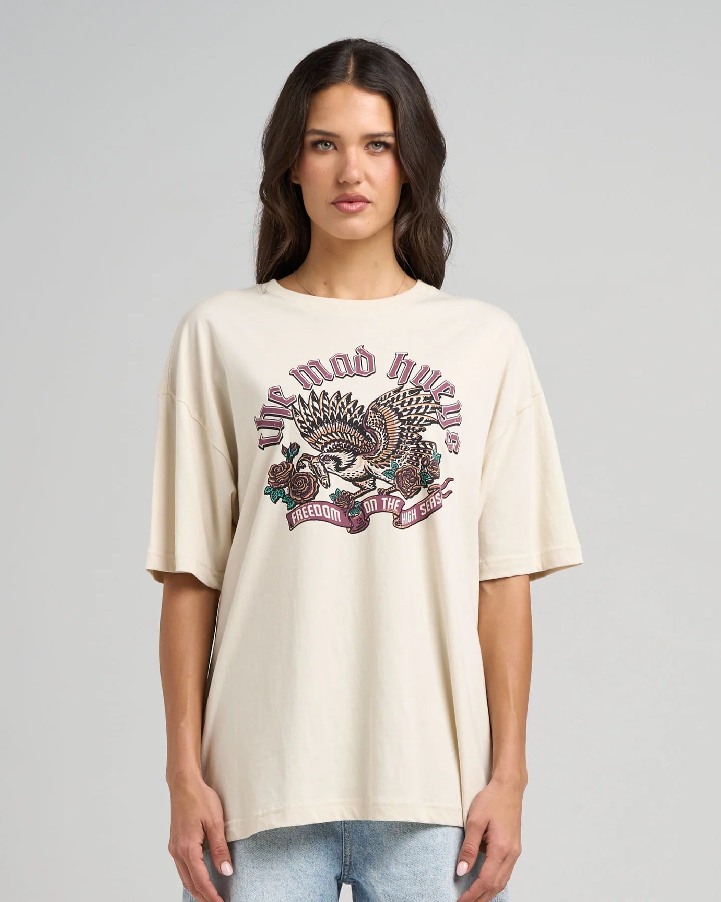 The Mad Hueys High Seas Hueys Womens Oversized Tee - Stone