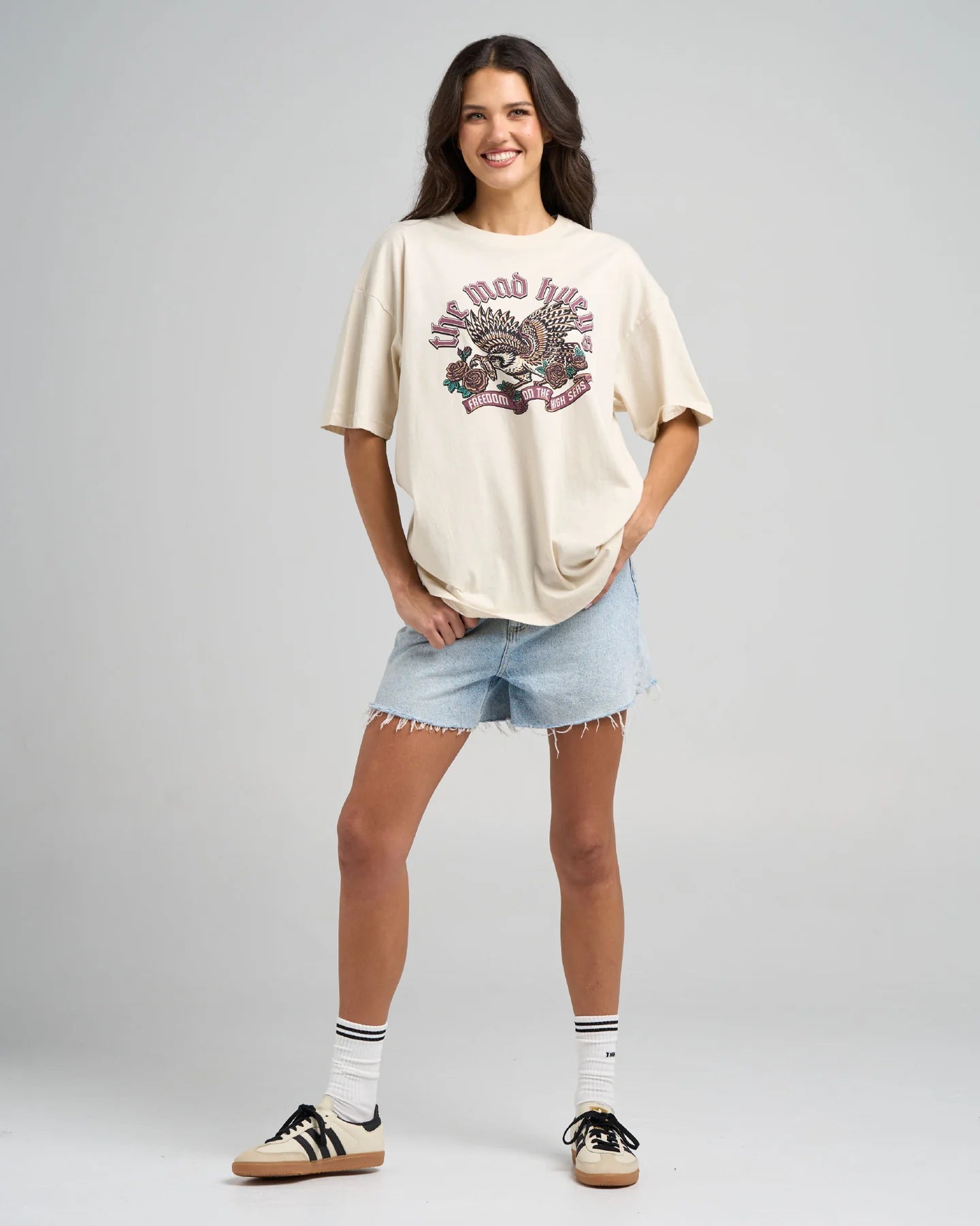 The Mad Hueys High Seas Hueys Womens Oversized Tee - Stone
