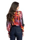 Leila + Luca New York Top in Mulberry Burst colour long sleeve blouse, sold by Point Break Cambridge local family surf shop at 63 Duke street.