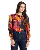 Leila + Luca New York Top in Mulberry Burst colour long sleeve blouse, sold by Point Break Cambridge local family surf shop at 63 Duke street.