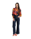 Leila + Luca New York Top in Mulberry Burst colour long sleeve blouse, sold by Point Break Cambridge local family surf shop at 63 Duke street.