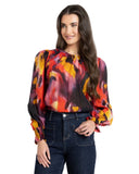 Leila + Luca New York Top in Mulberry Burst colour long sleeve blouse, sold by Point Break Cambridge local family surf shop at 63 Duke street.