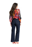 Leila + Luca New York Top in Mulberry Burst colour long sleeve blouse, sold by Point Break Cambridge local family surf shop at 63 Duke street.