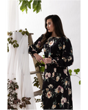 Leila + Luca Monaco Dress in Ink Bloom floral print midi dress, sold by Point Break Cambridge local family surf shop at 63 Duke street.
