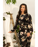 Leila + Luca Monaco Dress in Ink Bloom floral print midi dress, sold by Point Break Cambridge local family surf shop at 63 Duke street.