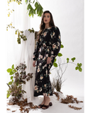 Leila + Luca Monaco Dress in Ink Bloom floral print midi dress, sold by Point Break Cambridge local family surf shop at 63 Duke street.
