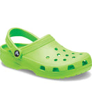 Green clog shoe on a white background