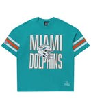 Majestic Miami Dolphins Vintage Sport Stripe Oversized Tee - Faded Teal
