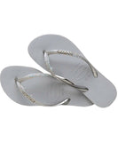 Havaianas Slim Glitter Logo Metallic Women's Jandal - Steel Grey