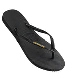 Havaianas Slim Logo Metallic Jandal - Black / Gold