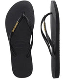 Havaianas Slim Logo Metallic Jandal - Black / Gold