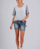 Mi Moso Boyfriend Denim Shorts - Blue