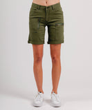 Model Wearing Mi Moso Cali Shorts - Khaki 