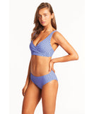 Sea Level Checkmate Mid Bikini Pant - Cobalt