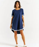 Betty Basic Nyree Dress - Navy/White Ric Rac