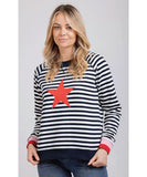 Mi Moso Striped Delight Sweat Shirt - Navy