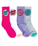 Santa Cruz Other Dot Crew Socks 4Pk - Pink/GMarle/Lil
