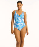 Sea Level Daisyfield Cross Front Multifit One Piece - Blue