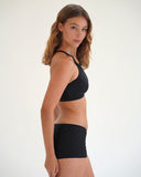 Piha Solid Separate Cross Back High Neck Top - Black