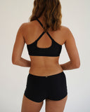 Piha Solid Separate Cross Back High Neck Top - Black