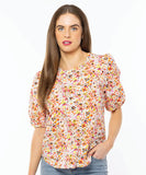 Seeking Lola Relaxed Carefree Top - Colourful Blossom