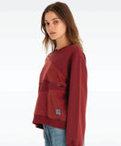 Hurley Patchwork Womens Fleece Crew - Russet