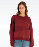 Hurley Patchwork Womens Fleece Crew - Russet