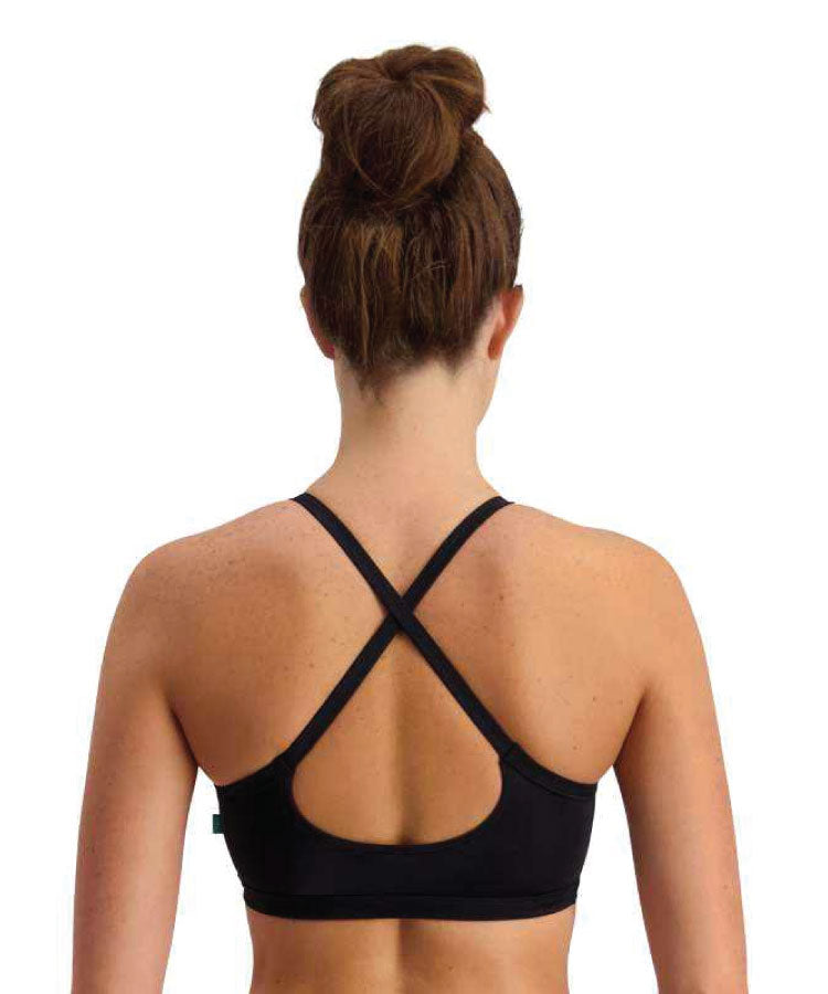Piha Solid Separate Cross Back High Neck Top - Black