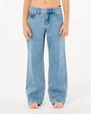 Light blue jeans worn by a person on a white background Rip Curl Hyped Denim Boys Pants - Washed Blue