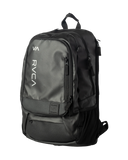 Black backpack with RVCA logo on a white background
