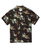 Floral patterned shirt on a white background Rhythm Pollen SS Shirt - Black