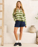 Rhythm Rugby Polo Knit Sweater - Olive