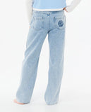 Light blue jeans with a brand logo on a white background Rip Curl Aggie Relaxed Kids Jeans - Vintage Blue